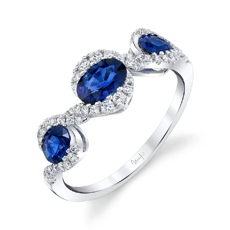 mixed metal rings for women -Uneek Precious Collection Oval Shaped Blue Sapphire Fashion Ring