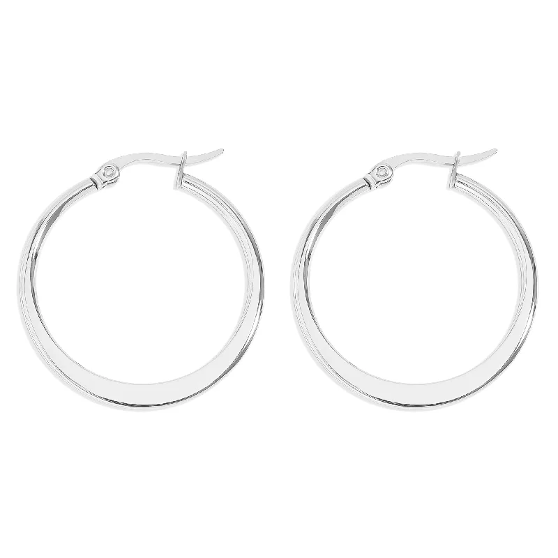 geometric earrings for women -geometric earrings for women -Stainless Steel Flat Oval Tube Hoop Earrings / ERJ2132