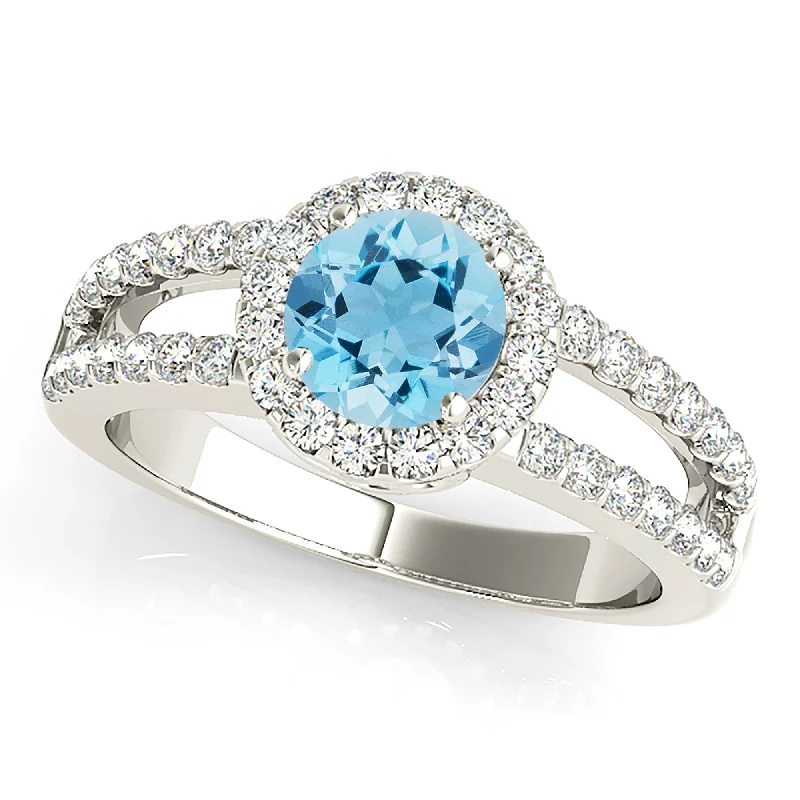 platinum diamond rings for women -1.65 ct. Genuine Aquamarine Ring With Wide Open Split Shank