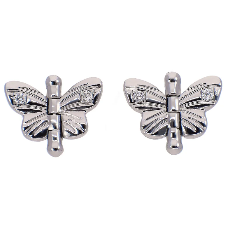 women’s delicate drop earrings -women’s delicate drop earrings -14K White Gold Diamond Hinged Butterfly Earrings