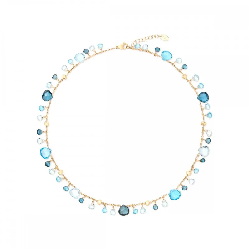 women’s custom engraved gold necklaces -18K Yellow Gold Blue Topaz Paradise Collection Necklace