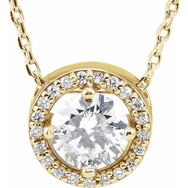 elegant necklaces for women -14K Yellow 1/2 CTW Natural Diamond Halo-Style 16" Necklace