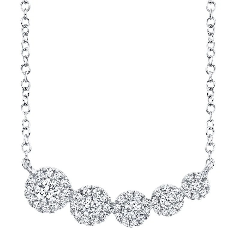 women’s choker necklaces -White Gold Diamond Cluster Pendant Necklace