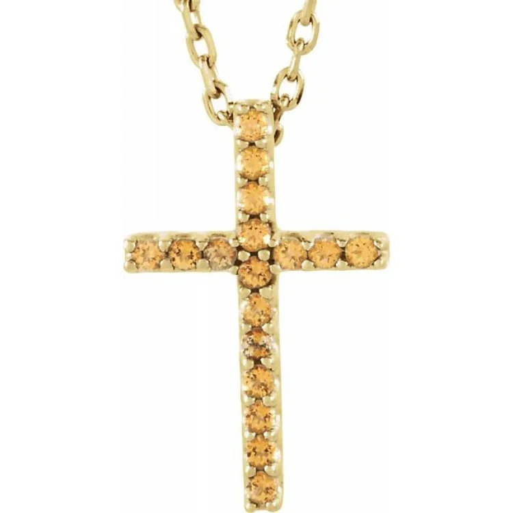 chunky chain necklaces for women -14K Yellow Natural Yellow Sapphire Petite Cross 16" Necklace