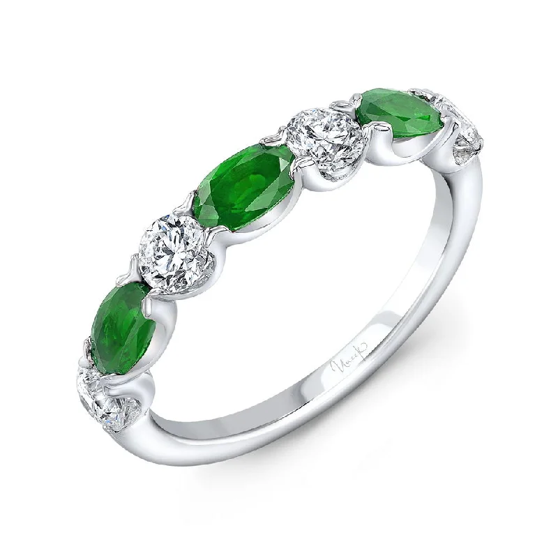 women’s vintage wedding rings -Uneek Precious Collection 1-Row Oval Shaped Emerald Fashion Ring