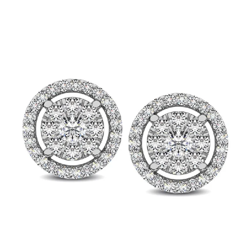 women’s delicate drop earrings -Diamond 1/2 Ct.Tw. Round Double Frame Stud Earrings