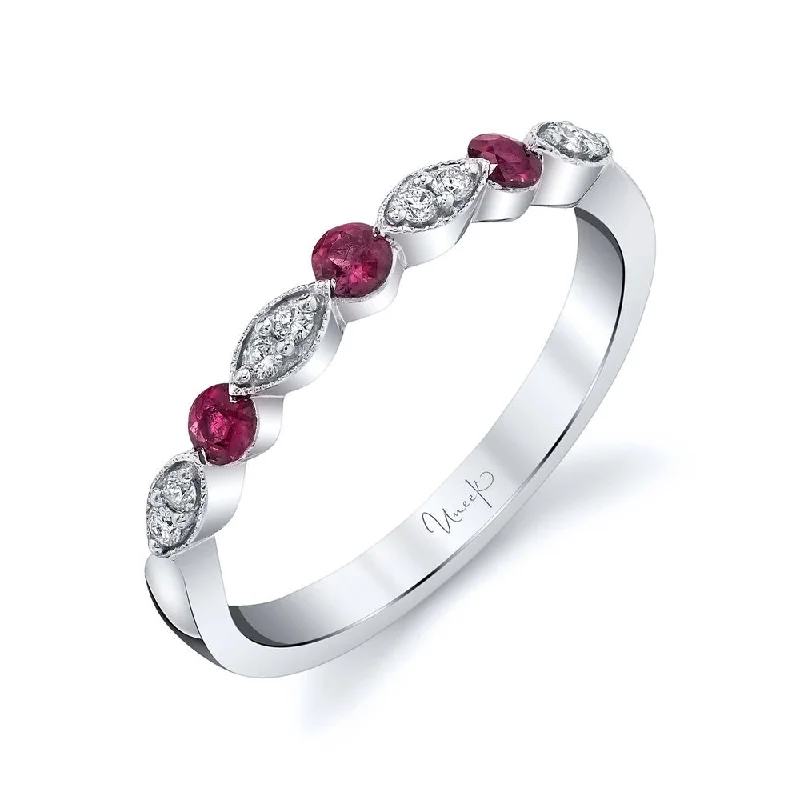 gemstone engagement rings for women -Uneek Precious Collection 1-Row Round Ruby Fashion Ring