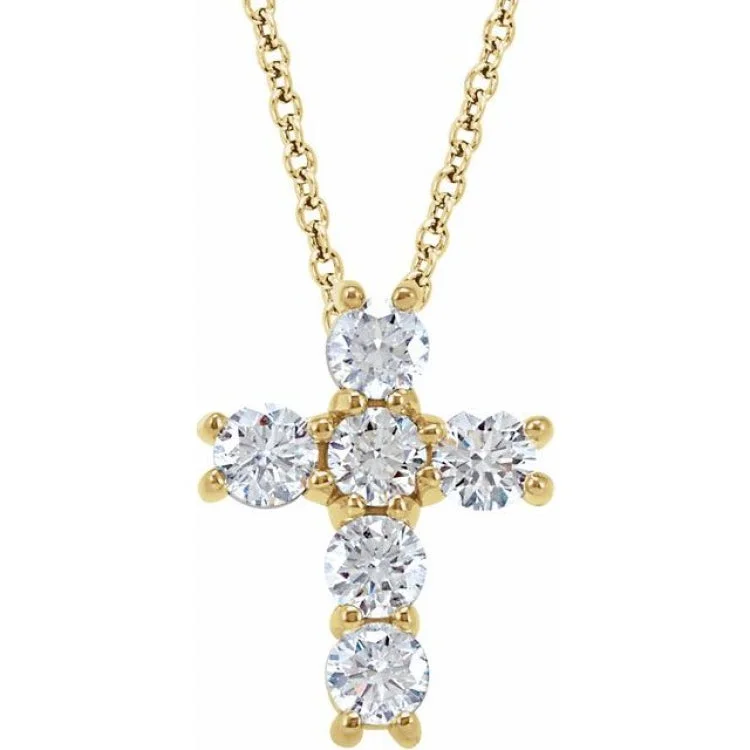 unique necklaces for women -14K Yellow 1/2 CTW Lab-Grown Diamond Cross 18" Necklace