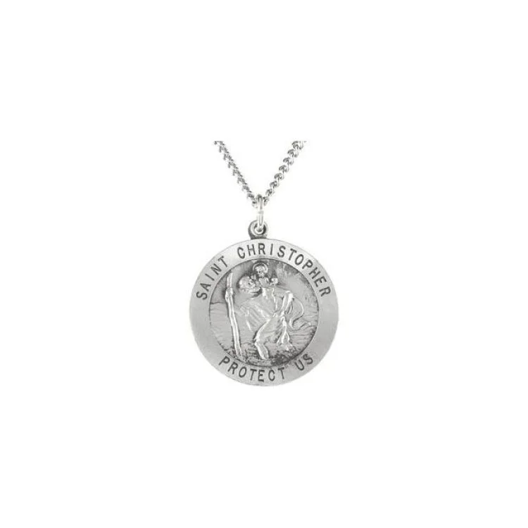 designer necklaces for women -Sterling Silver 25 mm St. Christopher Medal 24” Necklace