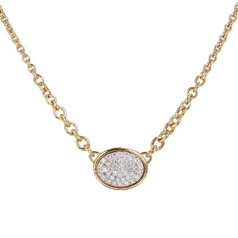 sparkling necklaces for women -Oval Shape Pave Diamond Necklace