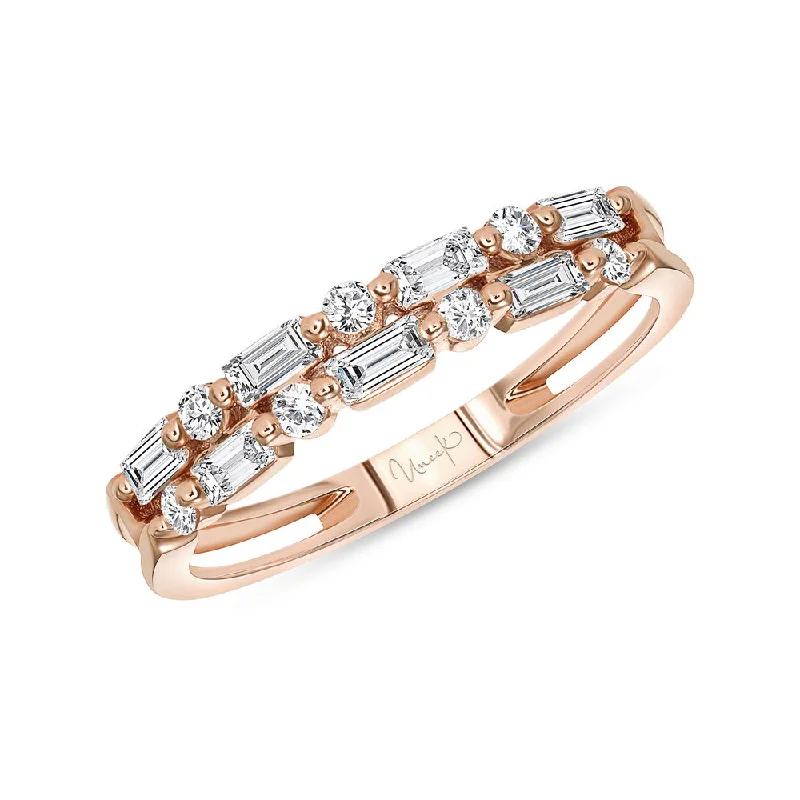 rose gold rings for women -Uneek Stackable Collection 2-Row Fashion Ring