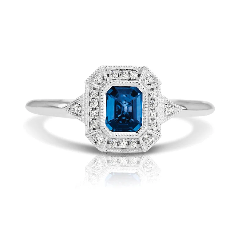 princess cut engagement rings for women -Vintage Inspired 0.50 ct. Natural Blue Sapphire Ring