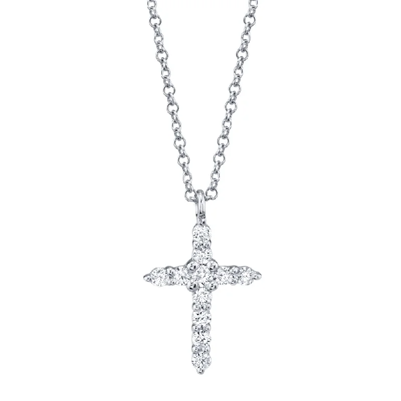 women’s gemstone necklace sets -0.17ct White Gold Diamond Pave Cross Necklace