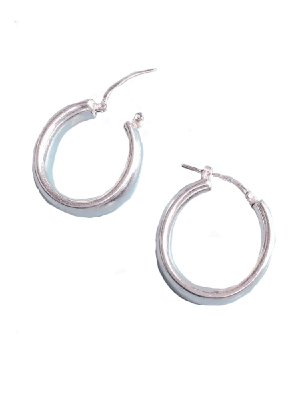 women’s ear piercings with earrings -Smooth Shiny Full Curved Sterling Earrings