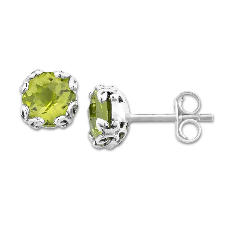 pearl stud earrings for women -pearl stud earrings for women -SAMUEL B. PERIDOT STUD EARRINGS