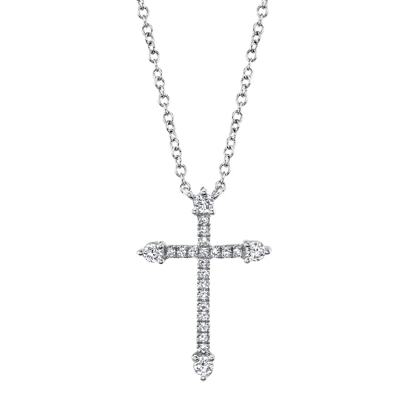 vintage-inspired necklaces for women -White Gold Pave Diamond Cross Necklace