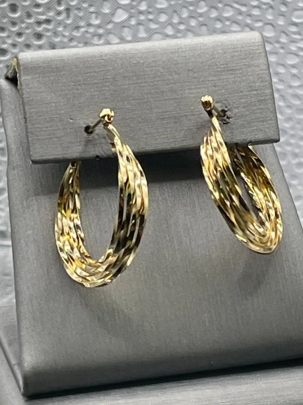 boho earrings for women -boho earrings for women -Ladies 14 Karat Solid Yellow Gold Hoop Earrings