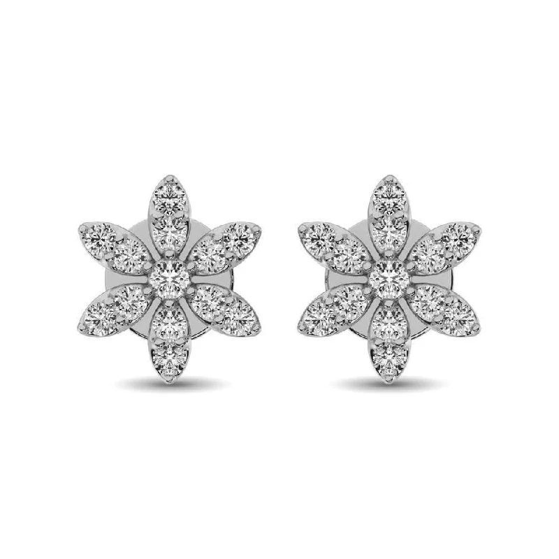 fashion hoop earrings for women -Diamond 1/3 Ct.Tw. Flower Stud Earrings