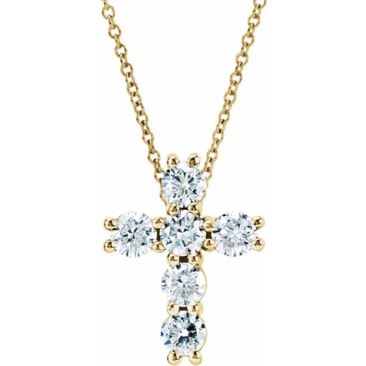 colorful gemstone necklaces for women -14K Yellow 3/4 CTW Lab-Grown Diamond Cross 18" Necklace