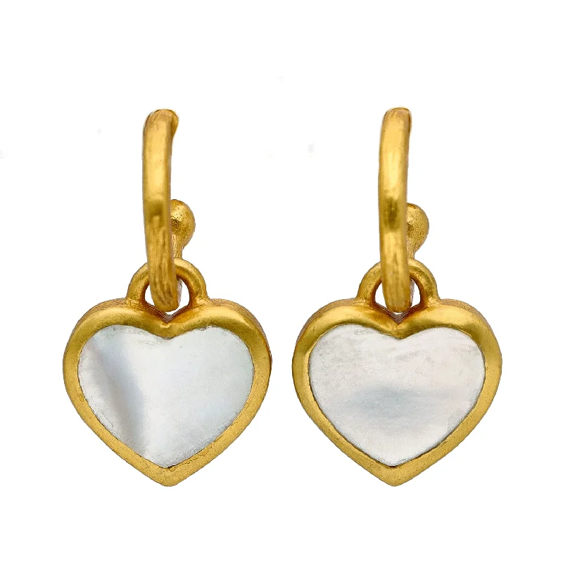 custom earrings for women -custom earrings for women -Julie Vos Mother of Pearl Heart Hoop & Charm Earrings