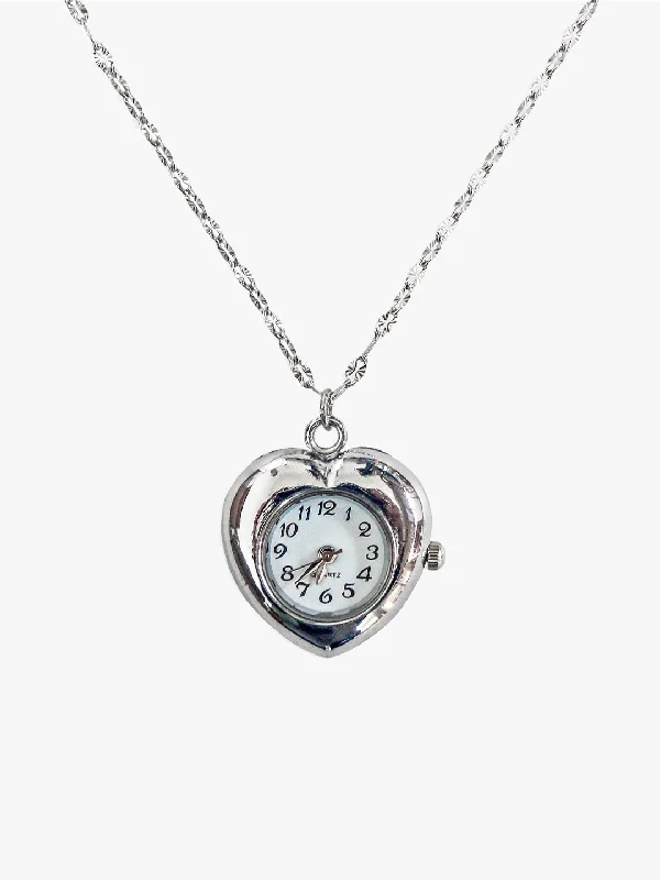 layered necklaces for women -5 Min Away Watch Necklace - Silver