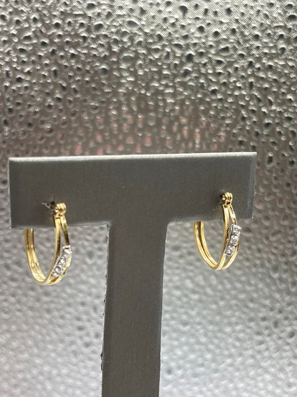 women’s luxury diamond earrings -women’s luxury diamond earrings -Ladies 14 Karat Yellow Gold and Diamond Hoop Earrings