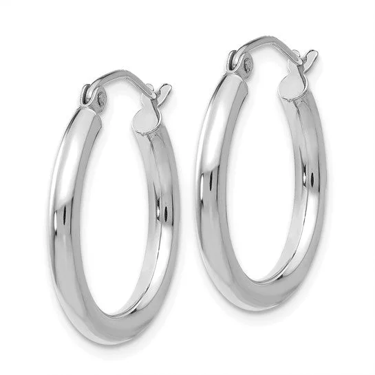 trendy pearl earrings for women -trendy pearl earrings for women -14K White Gold Polish 20mm Tube Hoop Earrings