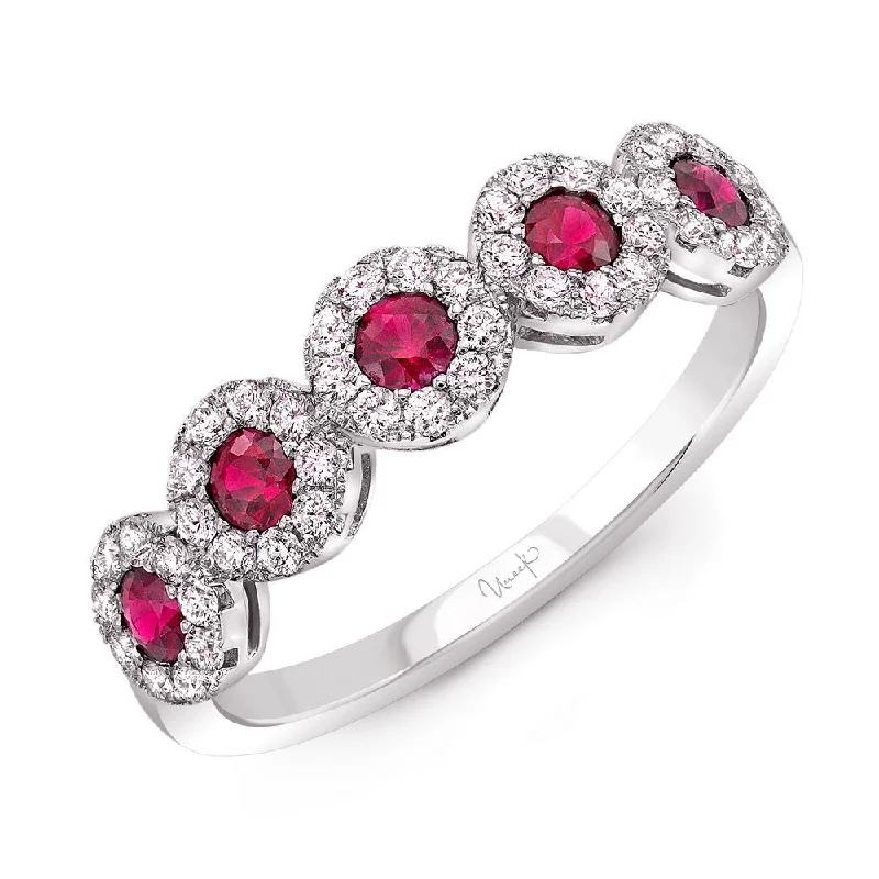 princess cut engagement rings for women -Uneek Precious Collection Round Ruby Fashion Ring