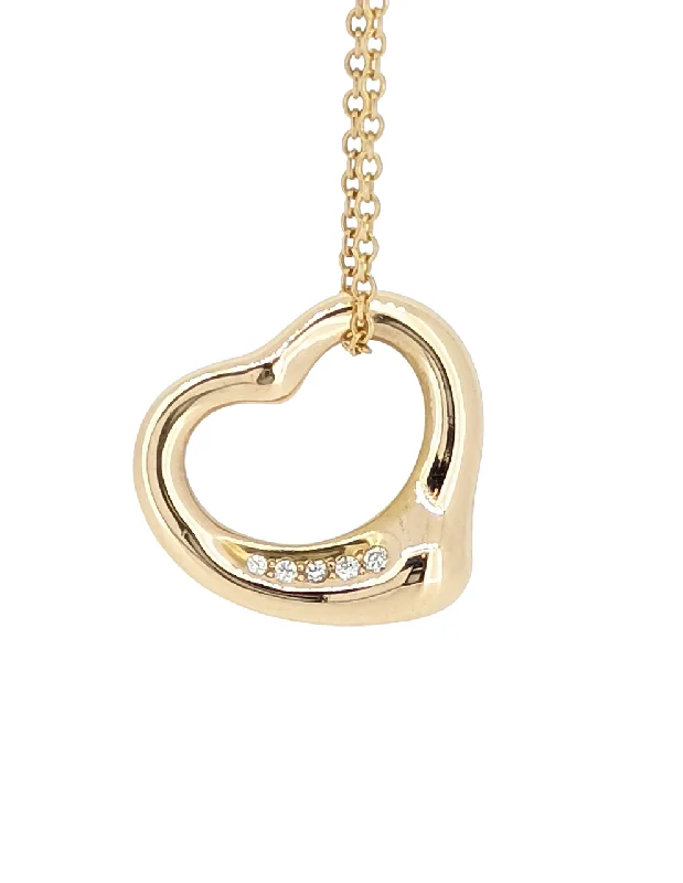 delicate charm necklaces for women -Tiffany & Co. Elsa Peretti Open Heart Diamond Pendant Necklace 18K Rose Gold