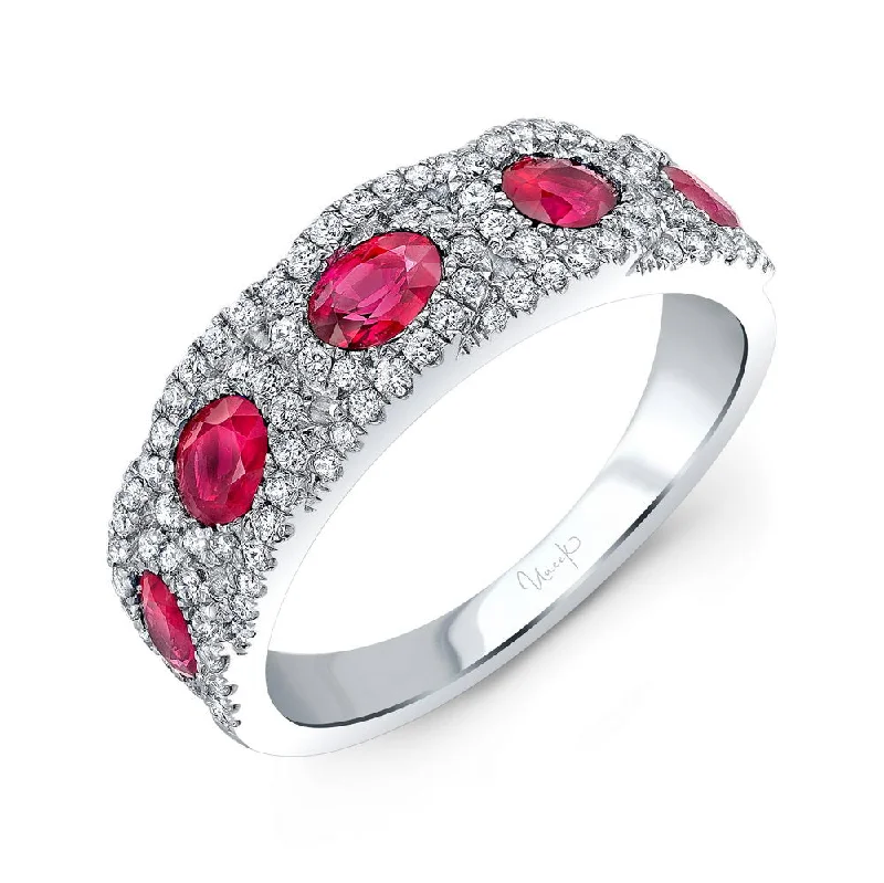 colored gemstone engagement rings for women -Uneek Precious Collection Round Ruby Fashion Ring