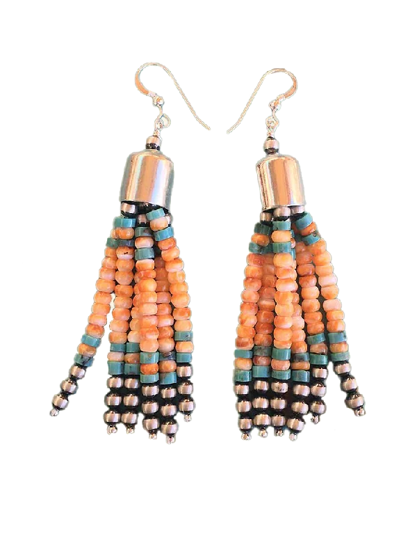 women’s gold drop earrings -Tassel Earrings, Multicolor Beads