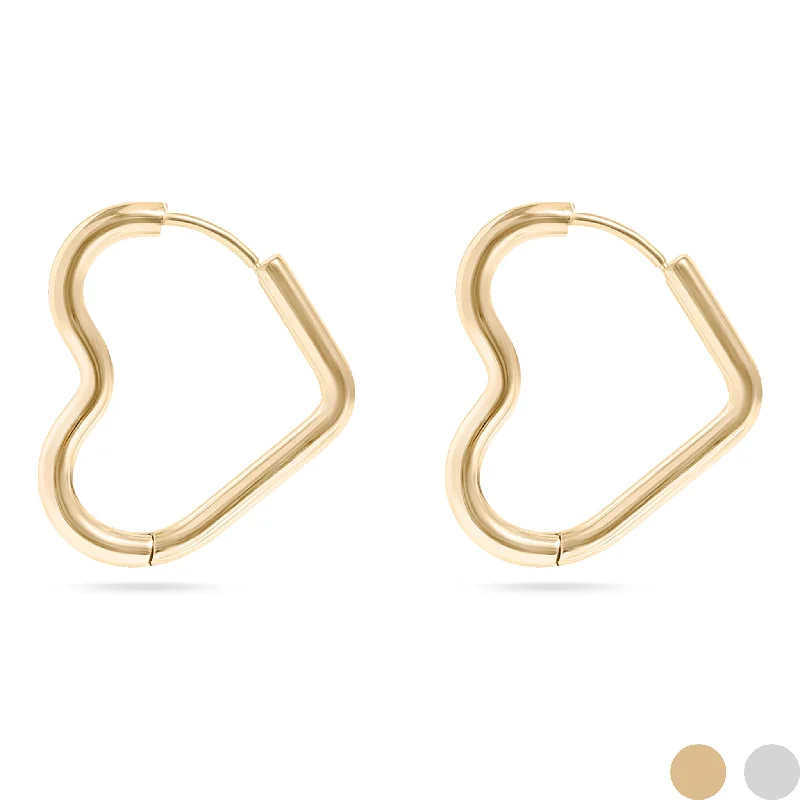 trendy earrings for women -trendy earrings for women -18K Gold PVD Stainless Steel Heart Hoop Earrings / ERJ0007