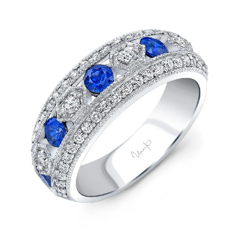 solitaire engagement rings for women -Uneek Precious Collection Round Blue Sapphire Fashion Ring