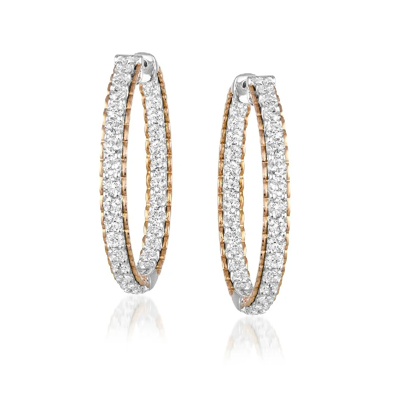 drop earrings for women -drop earrings for women -TWO-TONE GOLD HOOP EARRINGS WITH 64 LAB GROWN DIAMONDS, 3.00 CT TW