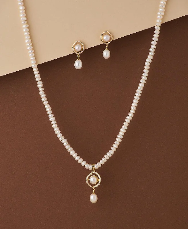 custom necklaces for women -Beautiful Real Pearl Necklace Set