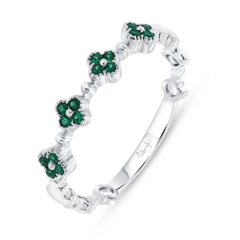 diamond engagement rings for women -Uneek Stackable Collection Floral Emerald Fashion Ring