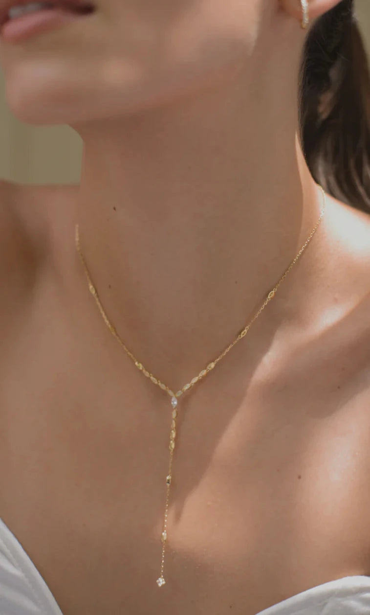 fine diamond necklaces for women -Must Have Gold Plated Lariat Necklace