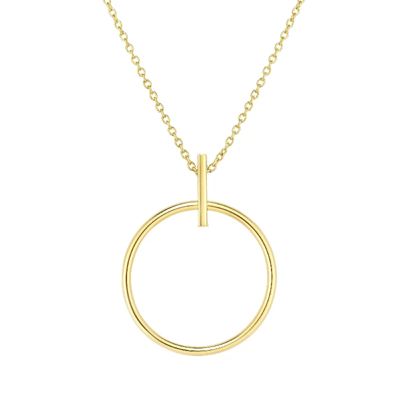 elegant necklaces for women -14kt Gold 17 inches Yellow Finish 29x22.6mm Ring of Life Necklace with Lobster Clasp