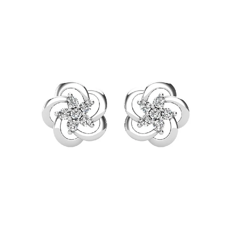 delicate earrings for women -Open Flower Diamond 1/8 Ct.Tw. Stud Earrings