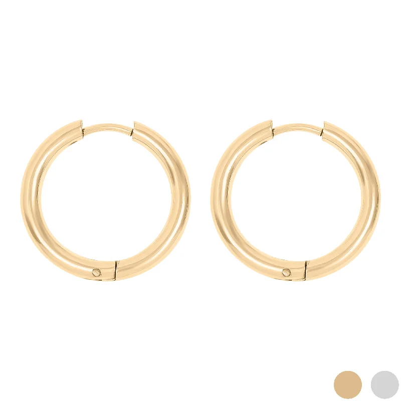 gold dangle earrings for women -gold dangle earrings for women -18K Gold PVD Stainless Steel Circle Huggie Hoop Earrings / ERJ0022