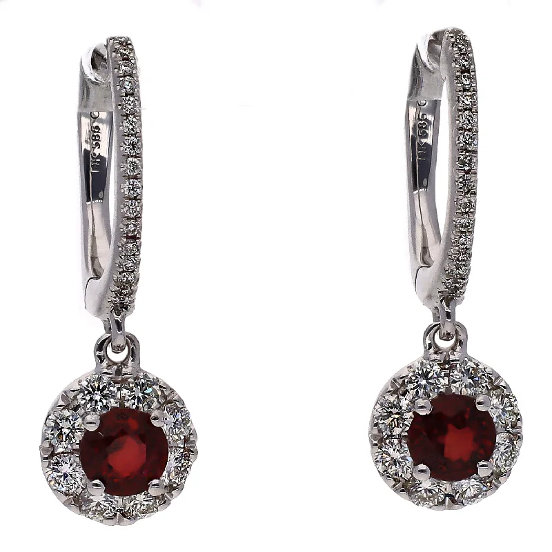 diamond earrings for women -diamond earrings for women -14K White Gold Ruby and Diamond Dangle Earrings