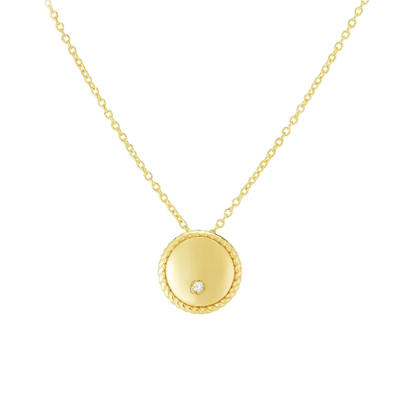 elegant gold necklaces for women -14kt Gold 18 inches Yellow Finish 9mm(CE),0.8mm(Ch) Polished 2 inches Extender Round Necklace with Lobster Clasp with 0.0100ct 1.3mm White Diamond