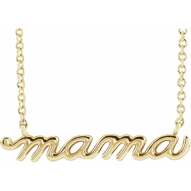 fashion necklaces for women -14kt Yellow Gold Mama Script Necklace on 18" Chain