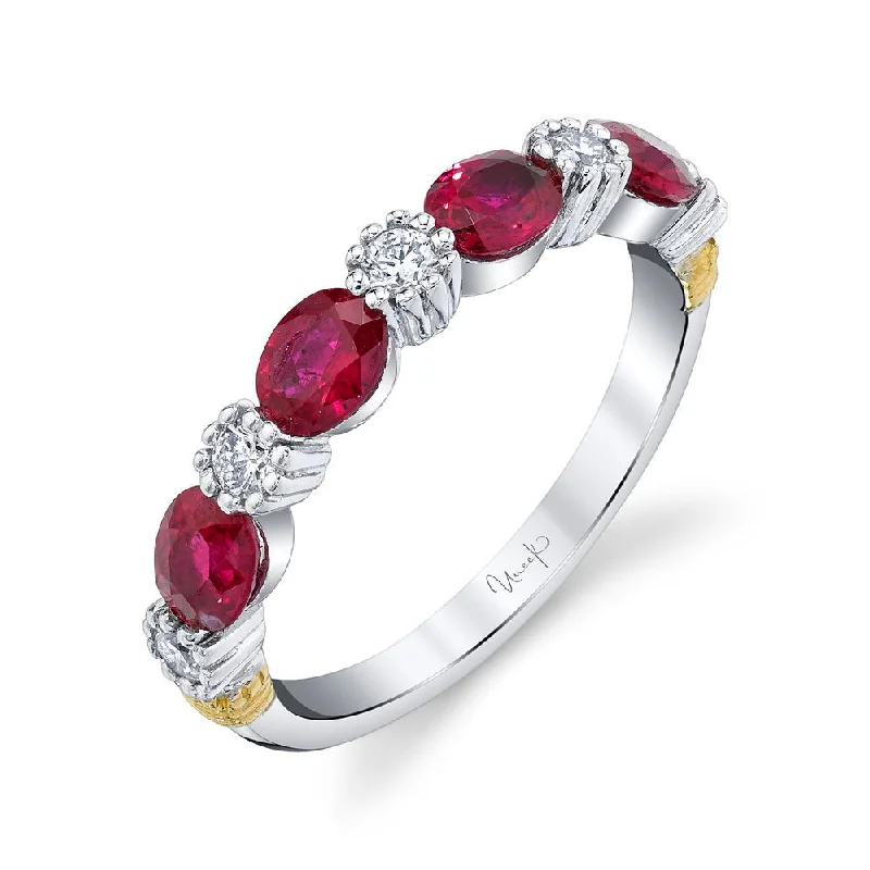 cushion cut diamond rings for women -Uneek Precious Collection Round Ruby Fashion Ring