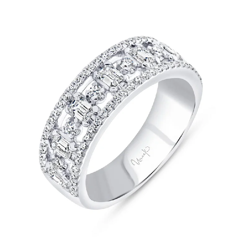 halo diamond rings for women -Uneek Signature Collection 3-Row Anniversary Ring