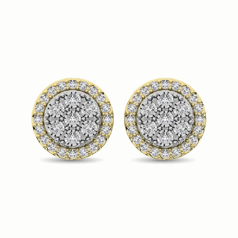 oversized hoop earrings for women -10K Two Tone 1/2 Ct.Tw. Diamond Stud Earrings