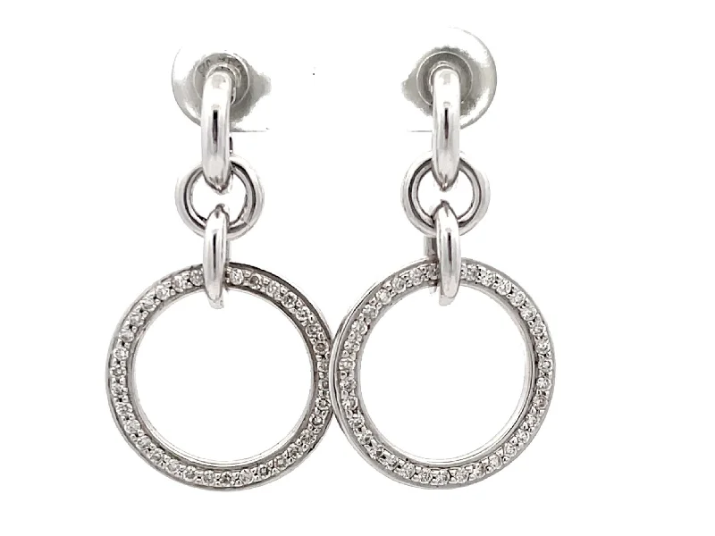 women’s chandelier diamond earrings -Solid Gold Diamond Dangly Hoop Earrings 18K