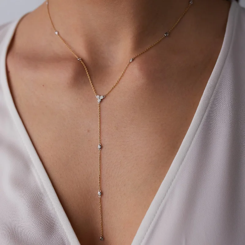 pendant necklaces for women -Trinity Zircon Stones Lariat Necklace