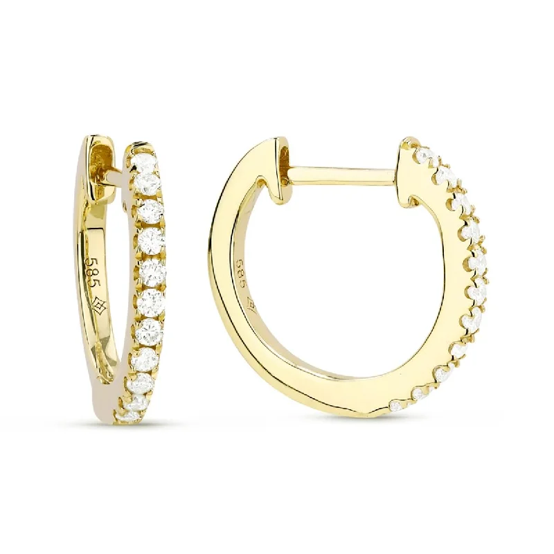 floral earrings for women -floral earrings for women -YELLOW GOLD AND DIAMOND HOOP EARRINGS, .13 CT TW