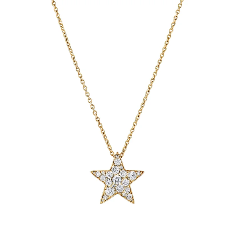 dainty gold necklaces for women -Yellow gold Diamond Star Pendant Necklace